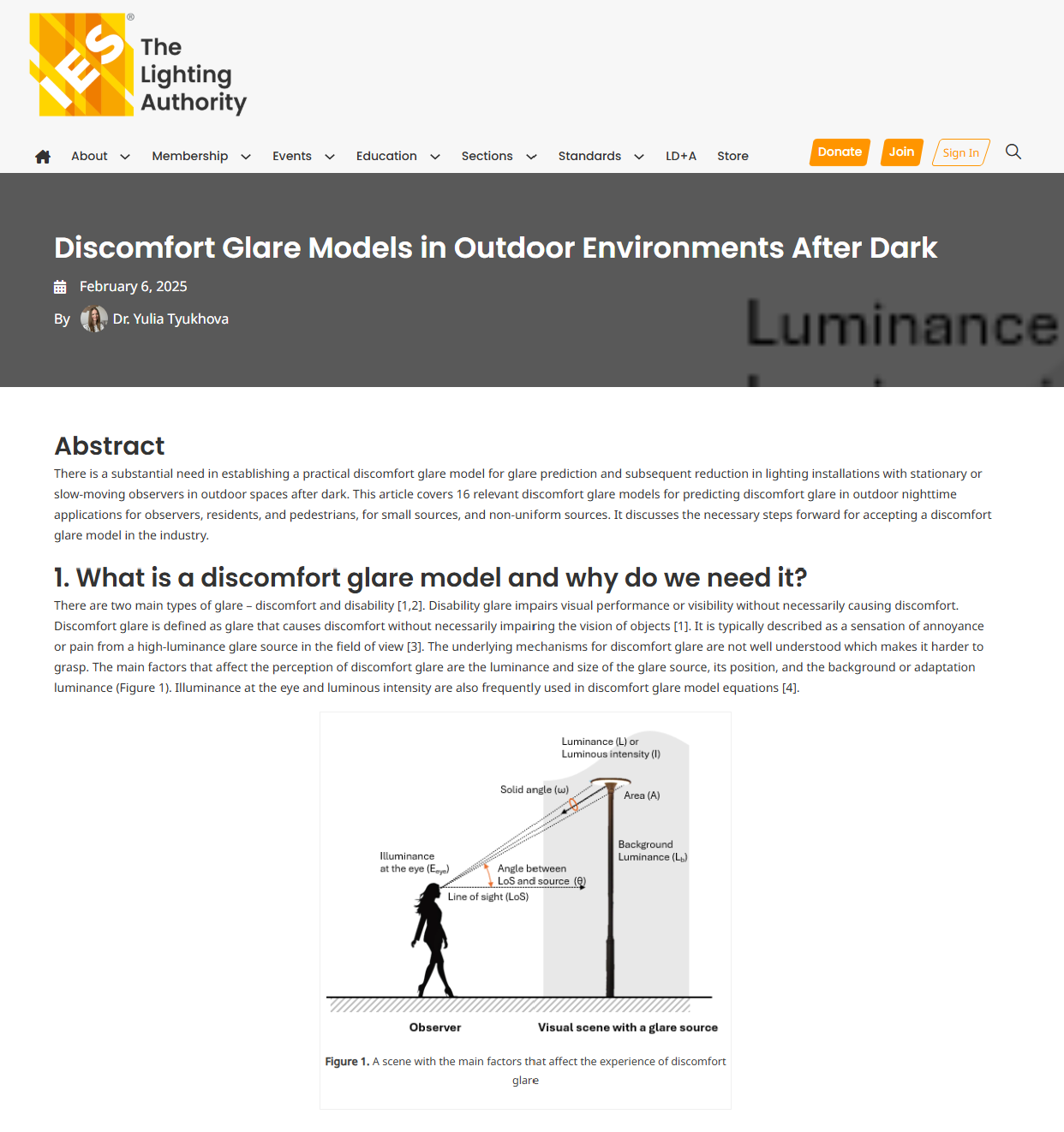 Preview of the FIRES article Discomfort Glare Models in Outdoor Environments After Dark